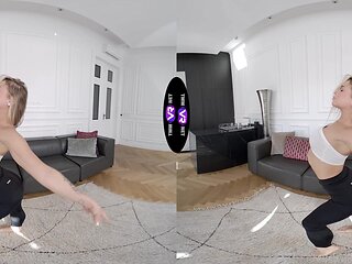 Blondie's supple body twists in VR pleasure