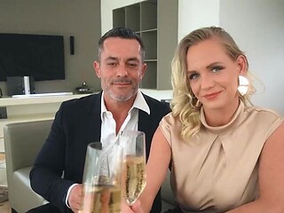 MILF with a slutty mouth takes two dicks in POV