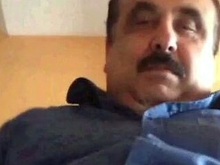Fat Turkish Grandpa Strokes His Cock