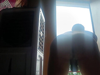Outside Balcony Masturbated Huge Cock
