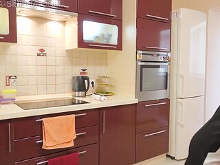 Blonde Sia gets naughty in the kitchen