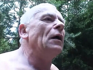 Old and Young Threesome Fucking at Picnic with Big Tits Blonde and Brunette