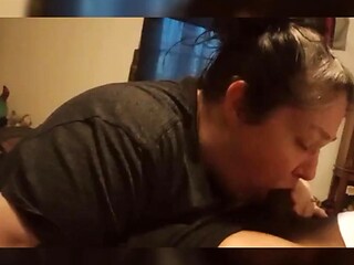 French Latina BBW gags on big black cock