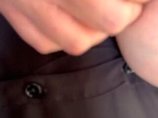 Dirty Tina's big tits and black thong get her creampied at work