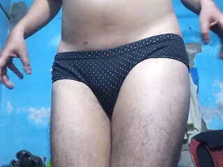 Young Indian Sissy Femboy Wearing His Step Sister's Bra and Panties