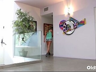 MILF stepmom teases stepdaughter with handjobs and pussy licking