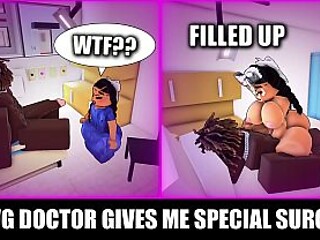 Busty doctor gives special surgery for erection in ROBLOX game
