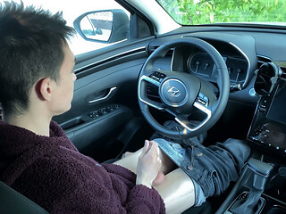 Front Seat, Uncut Cock, Finish in the Car
