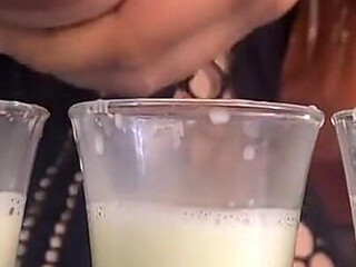 Filling Three Glasses with Fresh Breast Milk From My Full Breasts