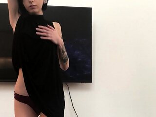 Blonde teen in solo action with her pussy