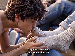 Boy Is Turned Into a Foot-sniffing Sissy by Jocks