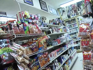 Once they find a spot without cameras the curvy blonde gets railed in the store