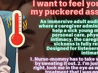 Ai Step-mommy Nurse Femdom Audio Caption Asmr: I Have to Take Good Care of My Baby-boy's Fever by Sweating It Out.