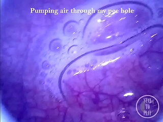 Pumping Air into my full Bladder with the Minicam inside