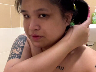 Chubby bbw Asian with pigtails