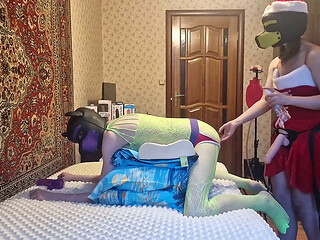 Snow Maiden fucks a guy in the ass with a strapon ass punishment