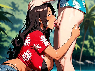 Taking Turns with My Step-Mommy and Her Husband at the Beach - Heavy Cums & Squirts