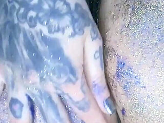 Alternative Girl Oil Massaging a Butt and Spanking by Glitters