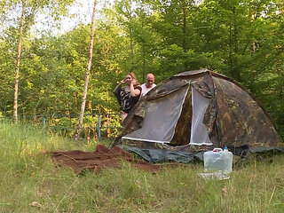 Hot and pretty brunette does boobjob and fucks outdoor