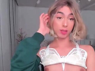Big Tits Tranny Strokes her Big Cock