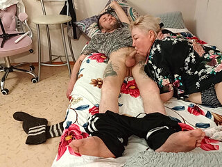 Stepmom Gives Blowjob and Swallows Cum