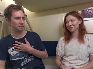 Redheaded Russian hoe takes hard dick on the train