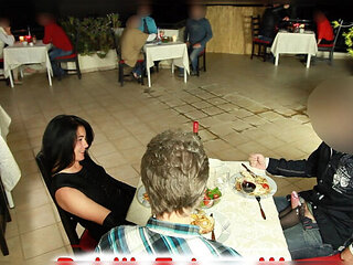 Public Restaurant Orgy! Alexandra Wett Sucks & Fucks Under Table - Cum in Mouth & Creampie