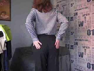 Amateur Cougar Attempt On Drag Work Garbs In Total Back Undies And Taunts G-string Line