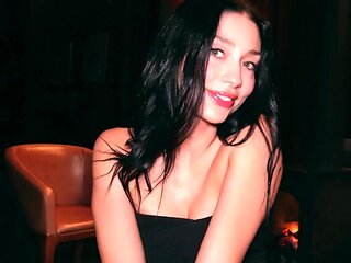 Beautiful brunette begs to fuck her after date night