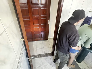 My neighbor spies on me and comes into the bathroom to humping up against me.