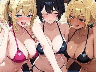 Hentai Lesbian threesome at a private party