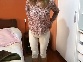 Stepmom comes home from work excited and starts touching herself, asking me to fuck her