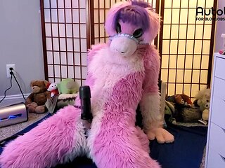 Pink Furry Vicky Tart goes WILD on VacuGlide