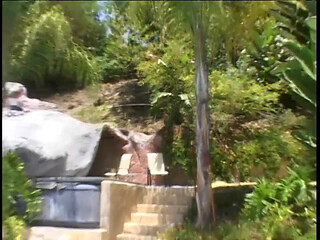 Hot skinny chick gets her mouth filled with cock and cum in the sun