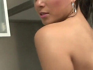 Babe in Brazil Uniform Strips and Plays Solo in the Kitchen