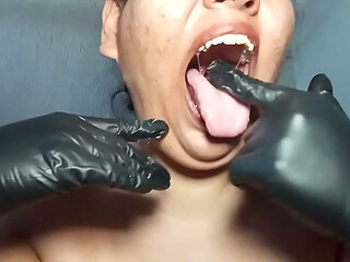 Latex Gloves Mouth Play