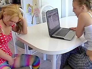 Blonde teenage babe rides big dick