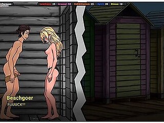 Caught An Exhibitionist And Helped Him Cum On Her Tits. Hentai Game