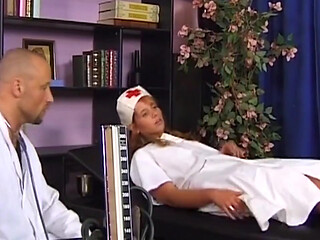 Redhead Nurse Spreads for Doctor Deep Exam