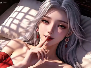 The beautiful woman with white hair and red eye mask might be the ideal beauty you have imagined in your heart, Episode Two bear watching AI-generated
