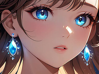 Swirl of Light: a Beautiful Young Woman Brushing Her Hair Aside