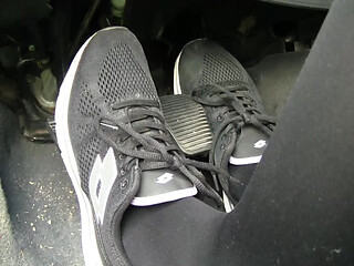 Sensual Pedal Pumping in Black Sneakers