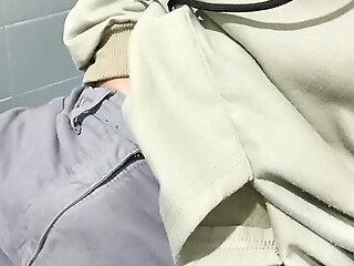 In the public restroom