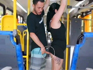 Brunette <censored> on the bus