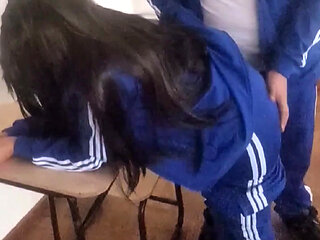 The schoolgirl told me to fuck her after her math class, she gives me her ass for homework PART 1