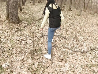 A Walk for Snowdrop Flowers Ended with a Blowjob in the Middle of the Forest - Black Lynn