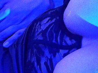 Hot Latina MILF Under Blue Light Gets Oral Sex, Dildo Masturbation and Juicy Fluids with Orgasms