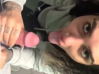 Tattooed MILF Caught Sucking Cock Outdoors