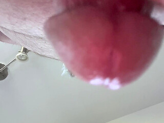 Wet cock close up and cum