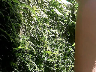 Stepsister gives a dirty blowjob after nude photos in the river